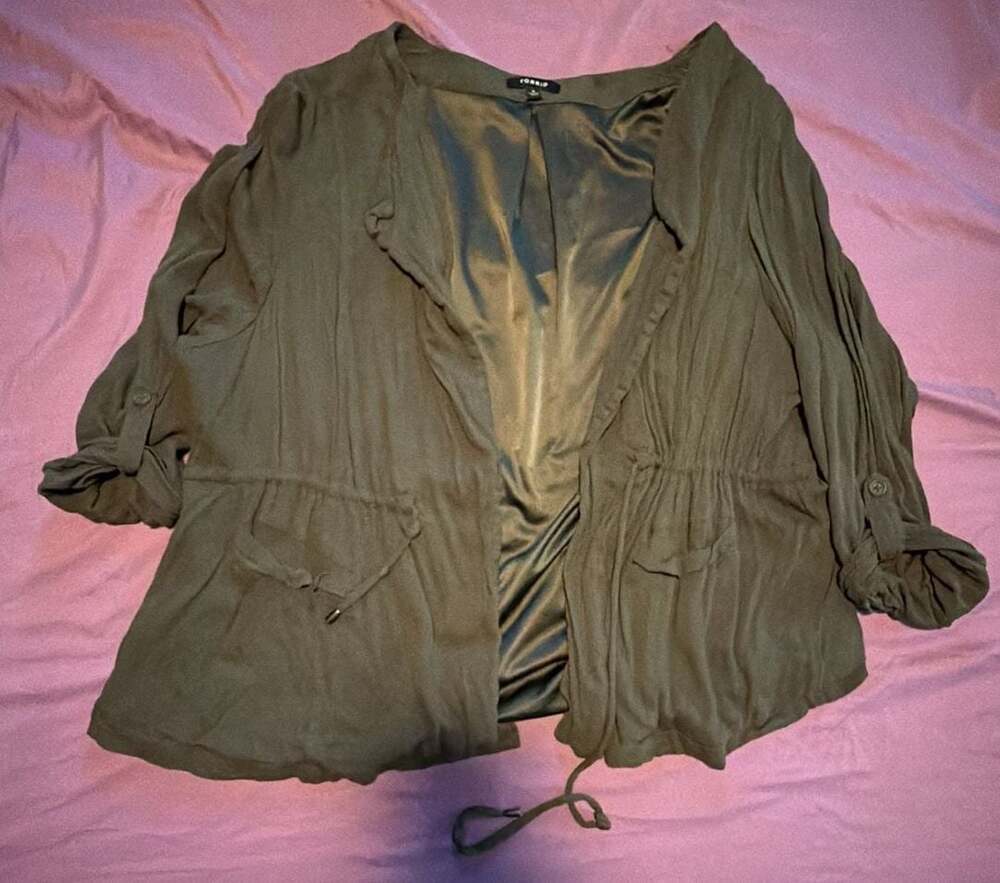 Torrid Army Green Light Weight Utility Drape Jacket Size 4